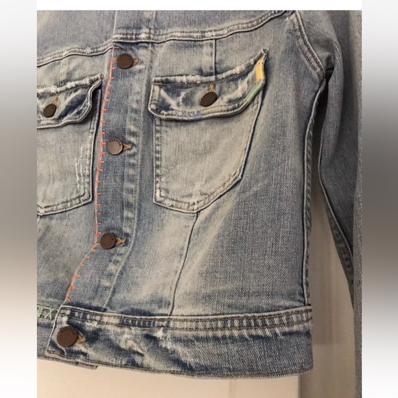 Elizabeth and James SID Distressed Stretch-Denim Jacket ASO Selena Gomez Size M - Picture 5 of 12